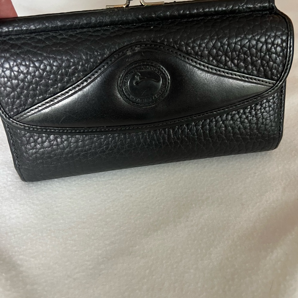 Classic Black Leather Wristlet with Structured Design